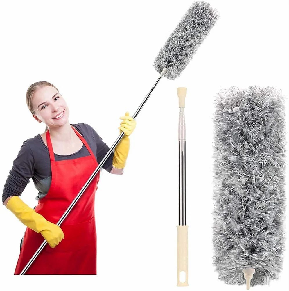 Cotton Microfiber Feather Duster Bendable & Extendable Fan Cleaner