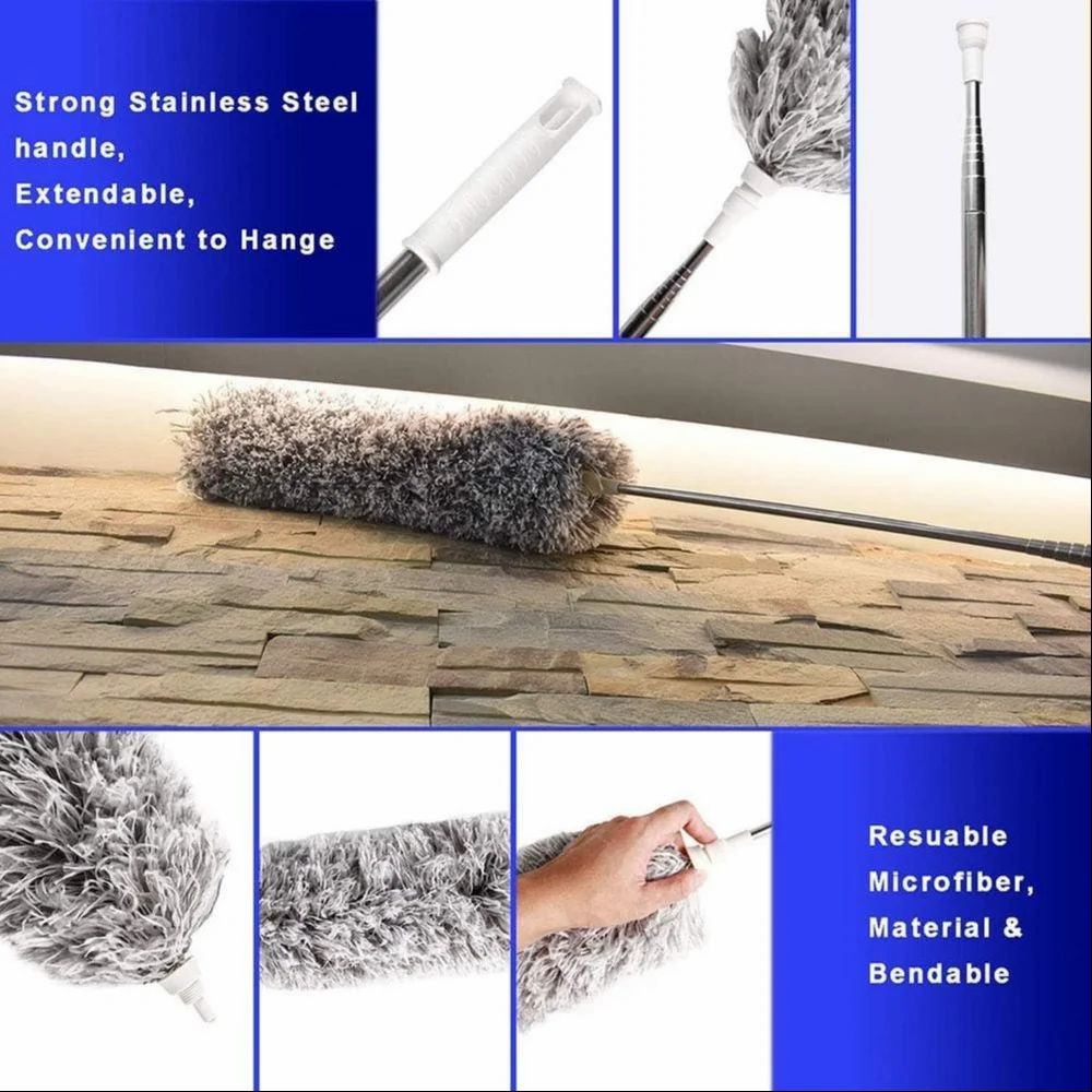 Cotton Microfiber Feather Duster Bendable & Extendable Fan Cleaner